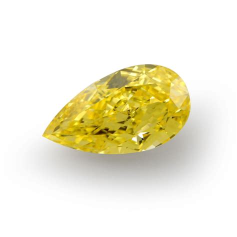 075 Carat Fancy Vivid Yellow Diamond Pear Shape Vs2 Clarity Gia