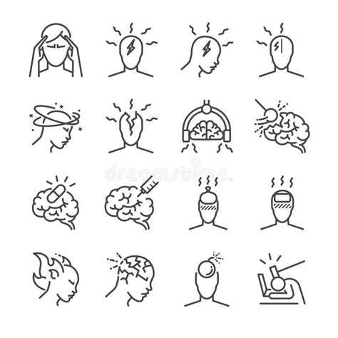 Headache Line Icon Set Included The Icons As Tension Headaches