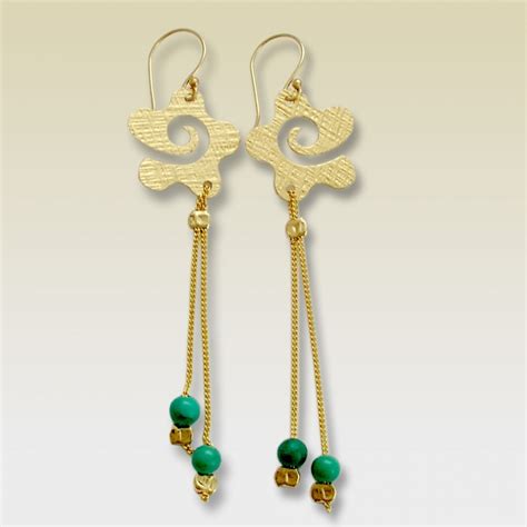 Liquid Thoughts Dangle 14k Gold Filled Earrings With Turquoises