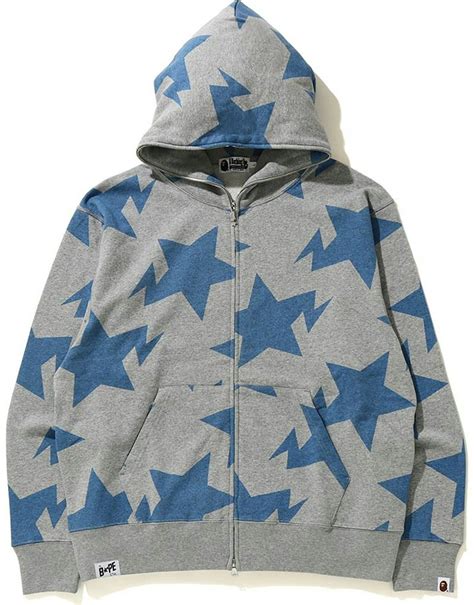 Bape Relaxed Sta Pattern Full Zip Hoodie Gray Ss20
