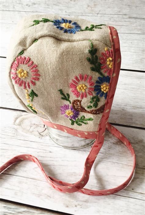 Handmade Bonnet With Vintage Embroidery Theroadlessraveled On Etsy