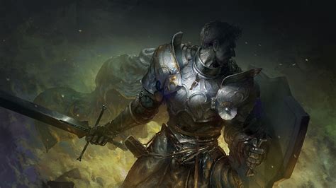Picture Armor Knight Swords Shield Men Warriors Fantasy 2560x1440