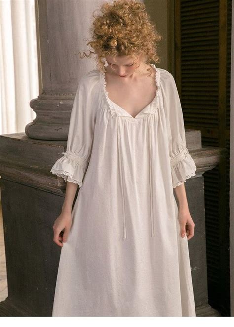 Women Victorian Vintage Cotton Nightgown Long Vintage White Etsy In