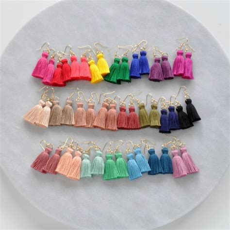 Tassel Earrings Colors To Choose From Long Or Mini Tassel Etsy