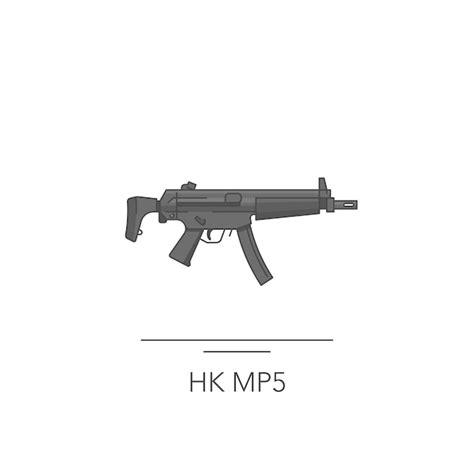 Premium Vector Hk Mp5 Outline Colorful Icon Isolated Submachine Gun