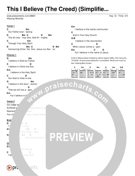 This I Believe The Creed Simplified Chords Pdf Hillsong Worship