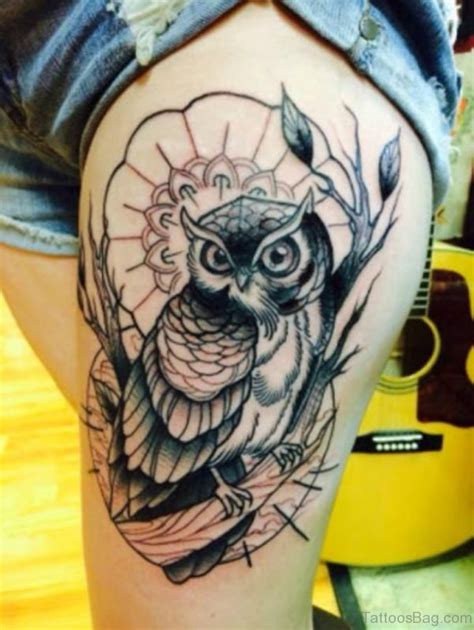 50 Lovable Owl Tattoo On Thigh Tattoo Designs