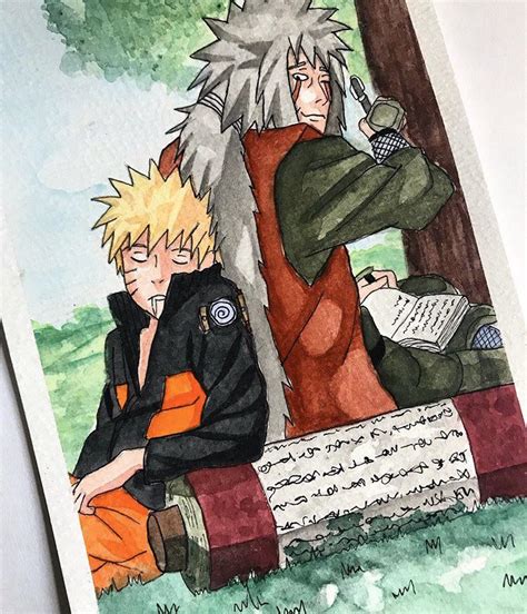 Naruto And Jiraiya Watercolor Fanart By Me Rnaruto