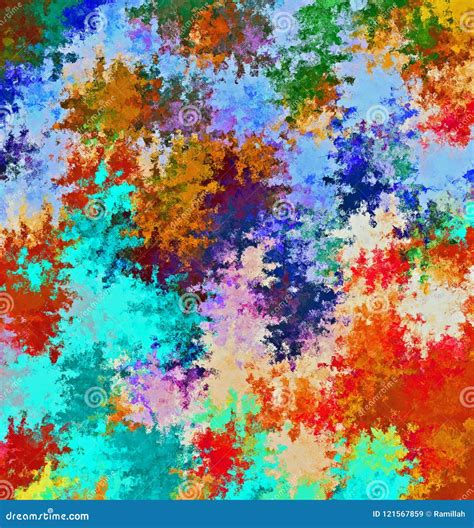 Digital Painting Abstract Spatter Paint In Colorful Vivid Pastel Colors