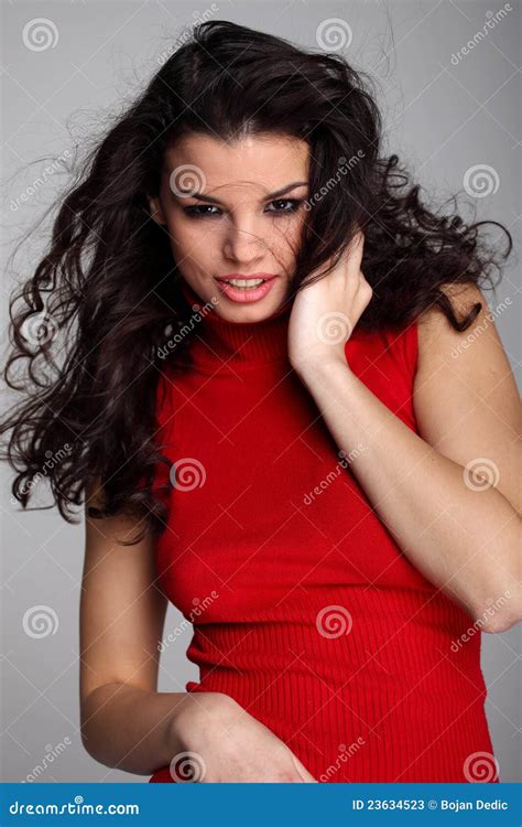 Attractive Curly Haired Brunette Posing Stock Image Image Of Posing Pretty 23634523