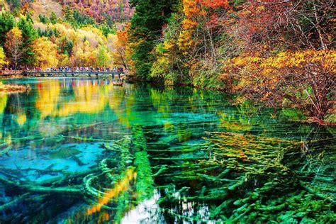 Crystalline Turquoise Lake Jiuzhaigou National Park China Hd Wallpapers