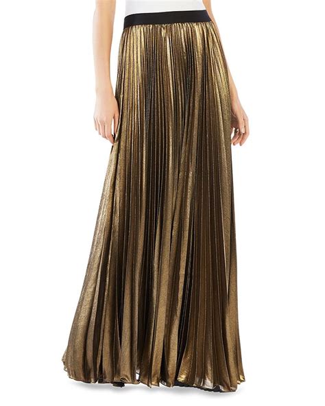 Bcbgmaxazria Dallin Metallic Pleated Maxi Skirt Bloomingdales