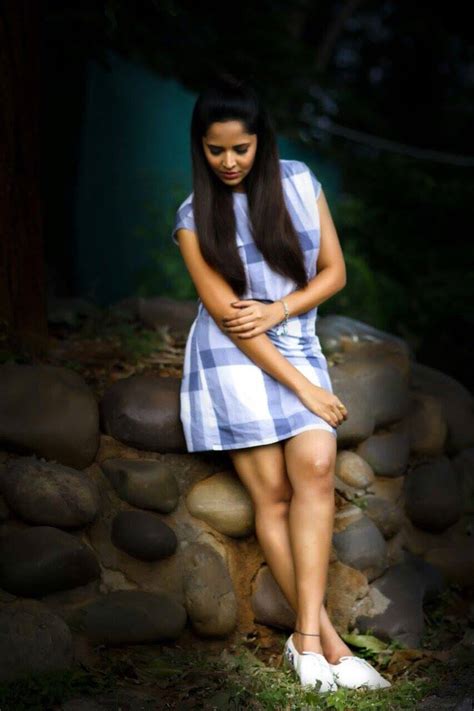 Anasuya Bharadwaj Long Legs Thighs Images In Mini Blue Dress Indian Tv Actress