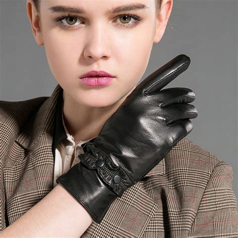 Real Leather Gloves Women Gours Winter Gloves Goatskin Gloves Gloves Mittens Winter