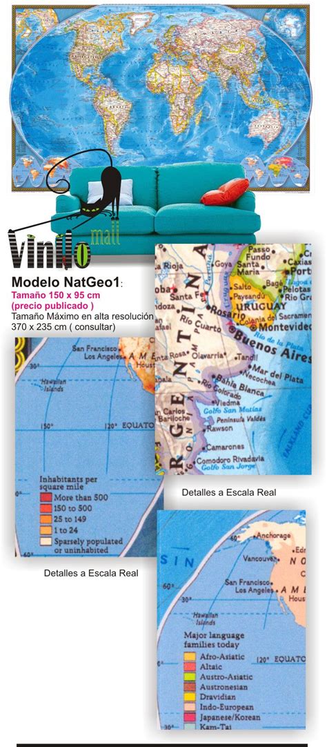 Vinilo Mural Mapamundi Fotomural Mapas Del Mundo Vinilomall En Mercadolibre World