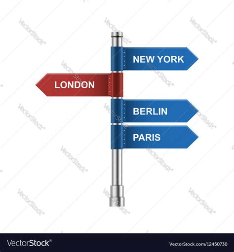 Direction City Road Signs Arrows Isolated Vector Image