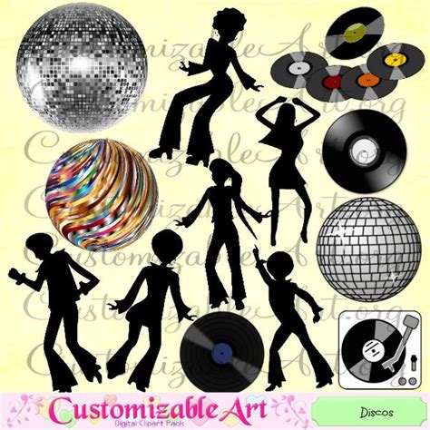 Disco Clipart Digital Discos Clip Art Disco Ball Dancers Vinyl Etsy Uk