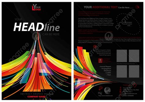 Abstract Flyer Template With Colorful Stripes Marketing Information