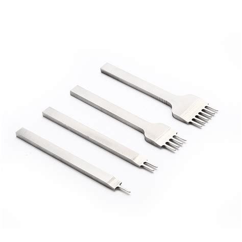 4pcs Set Leather Craft Tool Set Stainless Steel Hole Chisel Graving