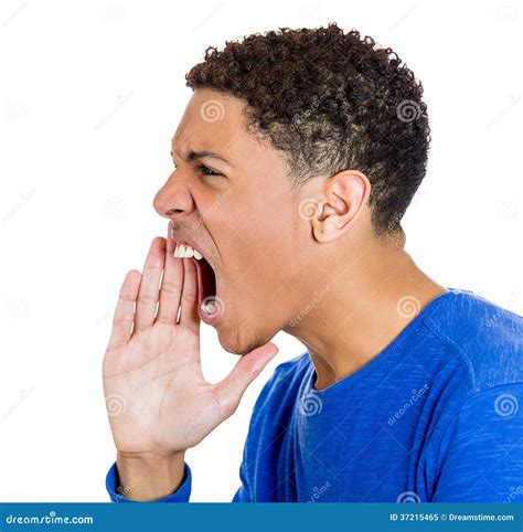 Man Hand To Open Mouth Yelling Stock Image Image Of American Nervous