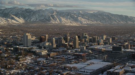 55k Stock Footage Aerial Video Orbit Of Downtown Salt Lake City And