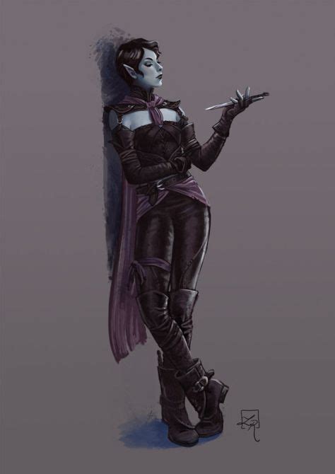 Female Drow Rogue Fantasy Pathfinder Character Dungeons And