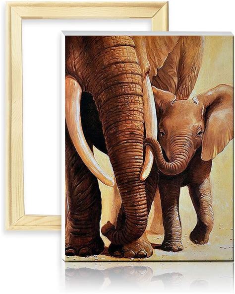 Ufengke Wooden Frame Wild Elephants 5d Diamond Painting
