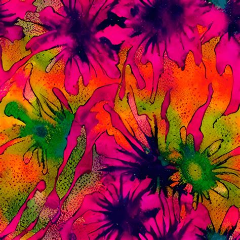 Psychedelic Flowers Graphic · Creative Fabrica
