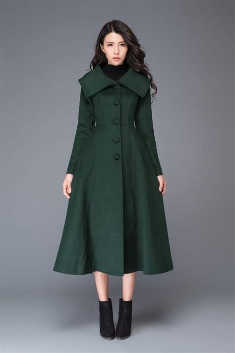 wool maxi coat wool swing coat green wool coat wool winter coat long winter coats long wool