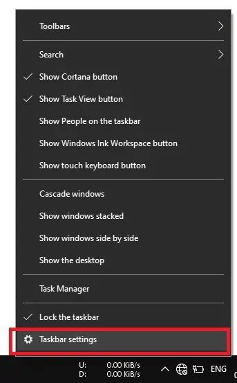 Customize Windows 10 Taskbar By Settings