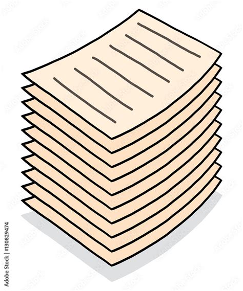 Stack Of Paper Cartoon Vector And Illustration Hand Drawn Style