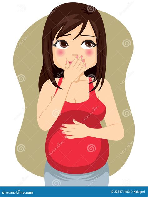 Pregnant Woman Suffering Acid Reflux Stock Vector Illustration Of Belly Cover 228571483