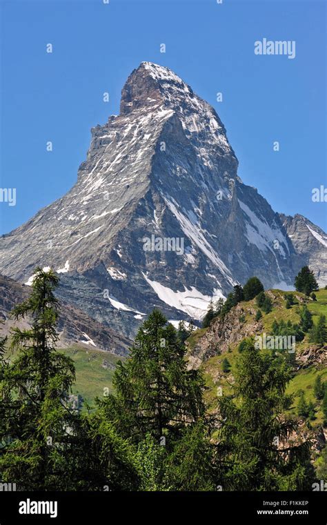 View From Zermatt Over The Matterhorn Mountain In The Swiss Alps