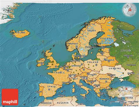 Political Shades 3d Map Of Europe Satellite Outside