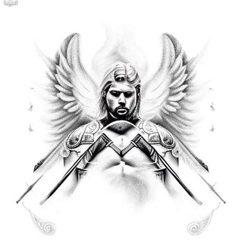 Realism A Tattoo Of A Male Warrior Angel Tattoo Idea Blackink Ai