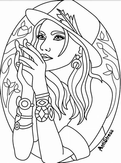 Coloring Pages Adults Adult Blank Witch Female