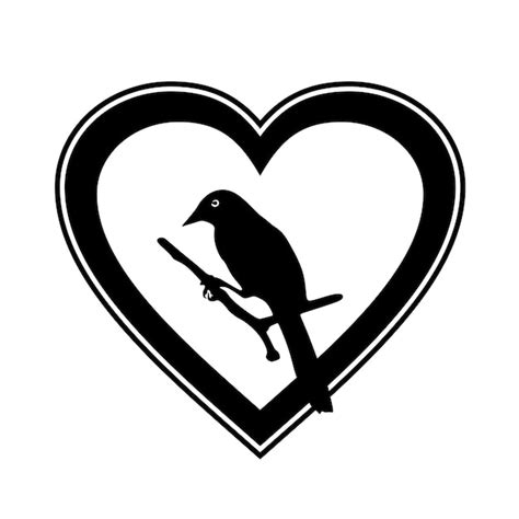 Premium Vector Bird And Heart Love Handmade Silhouette