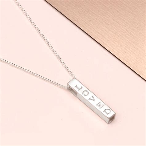Personalised Sterling Silver Square Bar Necklace By Hurleyburley