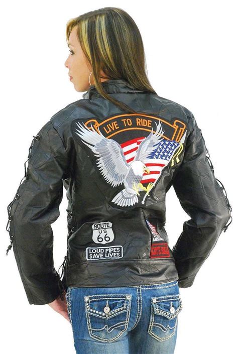 Womens Motorcycle Jacket Wpatches L1890eagle Jamin Leather™