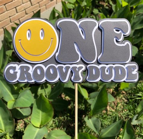 One Happy Dude Cake Topper One Groovy Dude Cake Topper Etsy