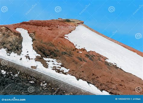 Snow On Lava Stone On Mount Etna Stock Image Image Of Landscape