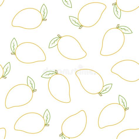 Seamless Pattern With Mango On White Background Stock Vector