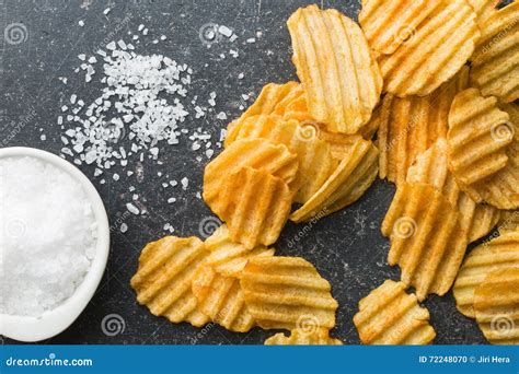 Crinkle Cut Potato Chips With Salt Stock Photo Image Of Gourmet