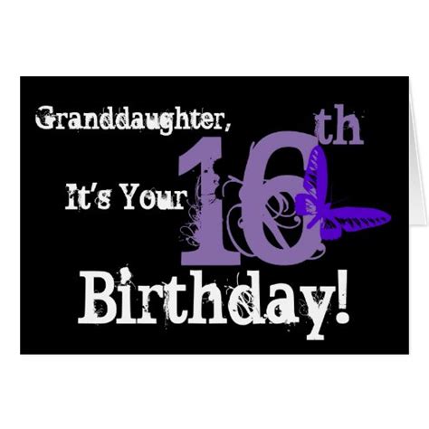 Granddaughters 16th Birthday Purple Butterfly Greeting Card Zazzle