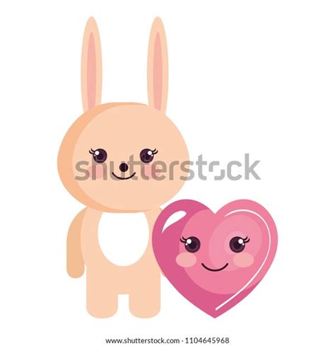 Cute Rabbit Heart Kawaii Characters Stock Vector Royalty Free