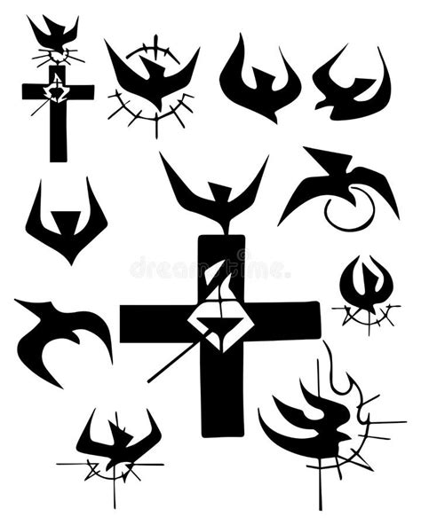 Christian Cross And Other Religious Symbols Illustration Stock Vector