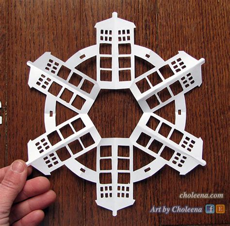 Tardis Hand Cut Paper Snowflake Farm Fundraiser Doctor Who Etsy