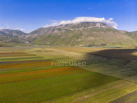 Aerial View Of Vast Flower Plantation In Piano Grande Plateau — Piano