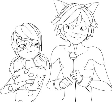 Coloriage Miraculous, les aventures de Ladybug et Chat Noir à imprimer