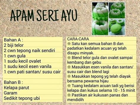 Resepi oleh chef hanieliza kamarudin via mahn. Apam seri ayu | Malaysian delicacies | Pinterest